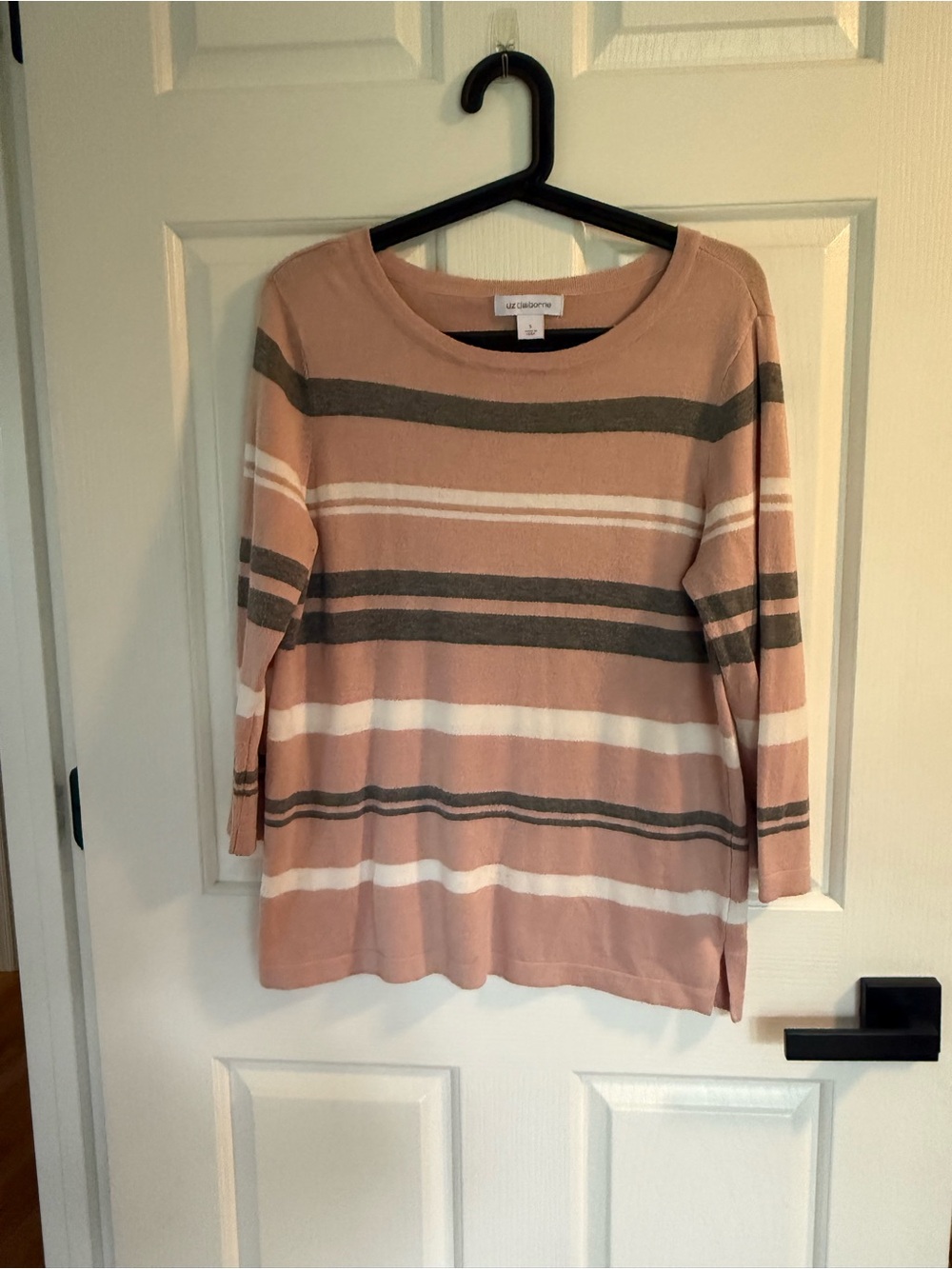 Liz Claiborne Pink Striped Crewneck Sweater